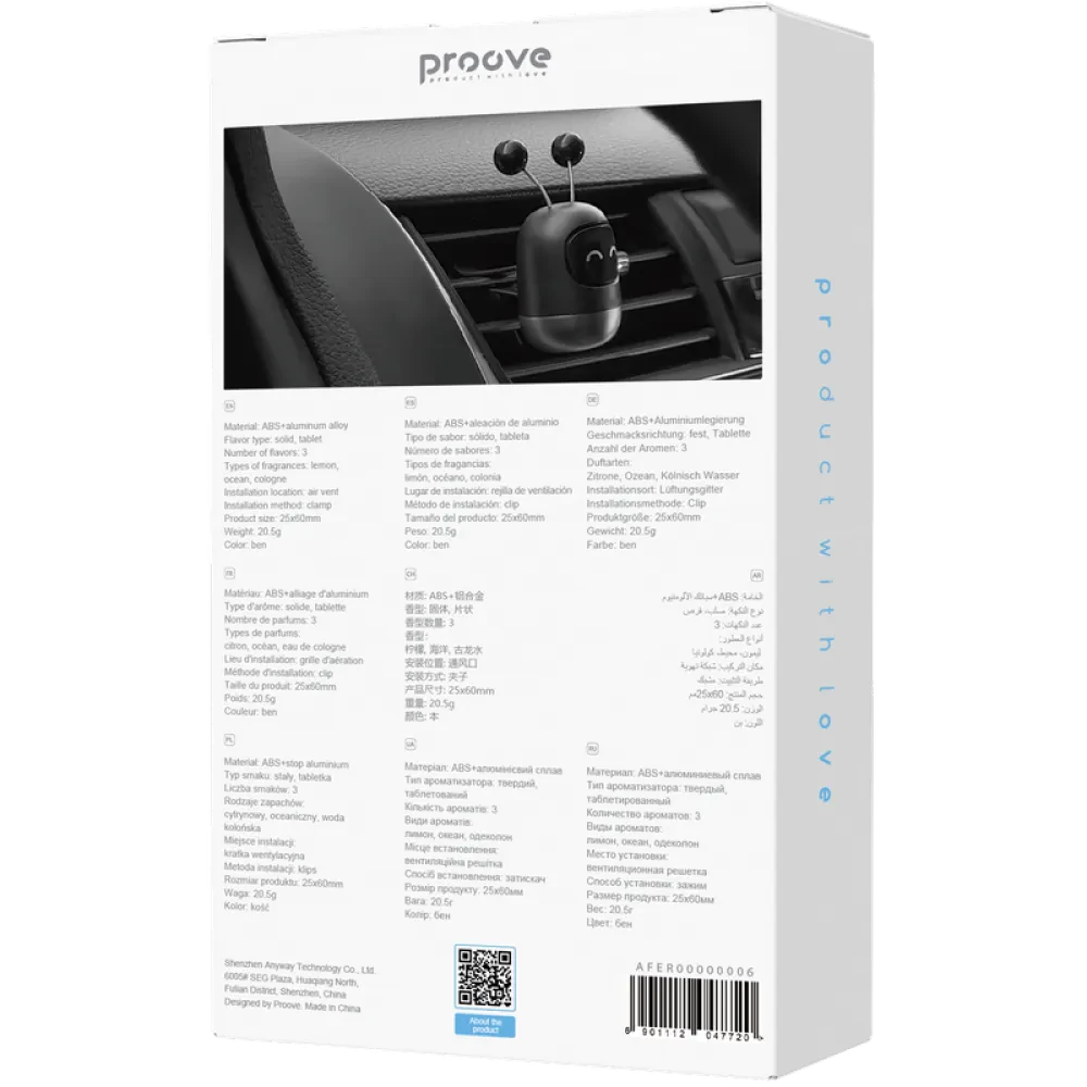 Aromatizator auto Proove Emoji Robot Happy, Negru