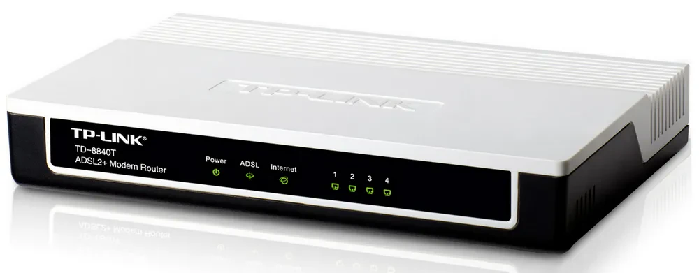 ADSL Модем TP-LINK TD-8840T, ADSL/ADSL2/ADSL2 + до 24 Мбит/с, Чёрный