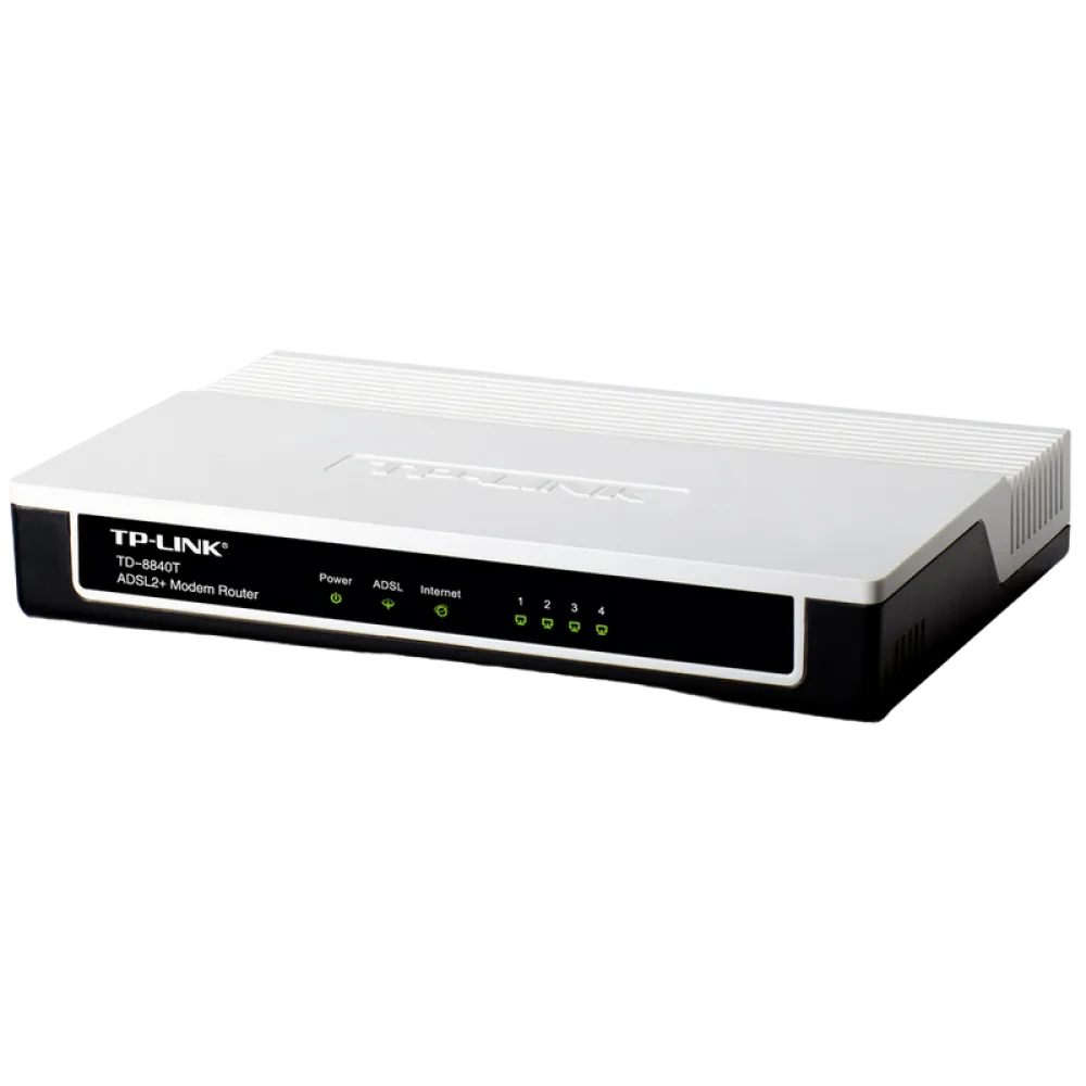 ADSL Модем TP-LINK TD-8840T, ADSL/ADSL2/ADSL2 + до 24 Мбит/с, Чёрный