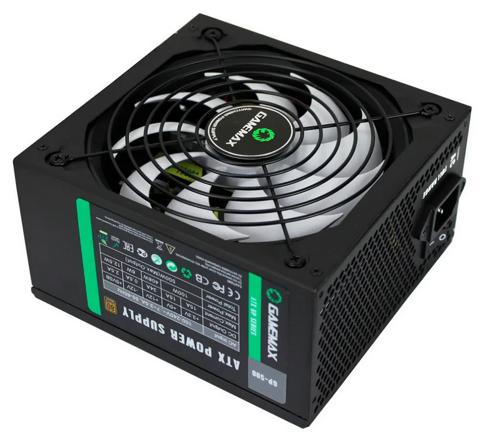 Блок питания для компьютеров Gamemax GP-500, 500Вт, ATX, Немодульный