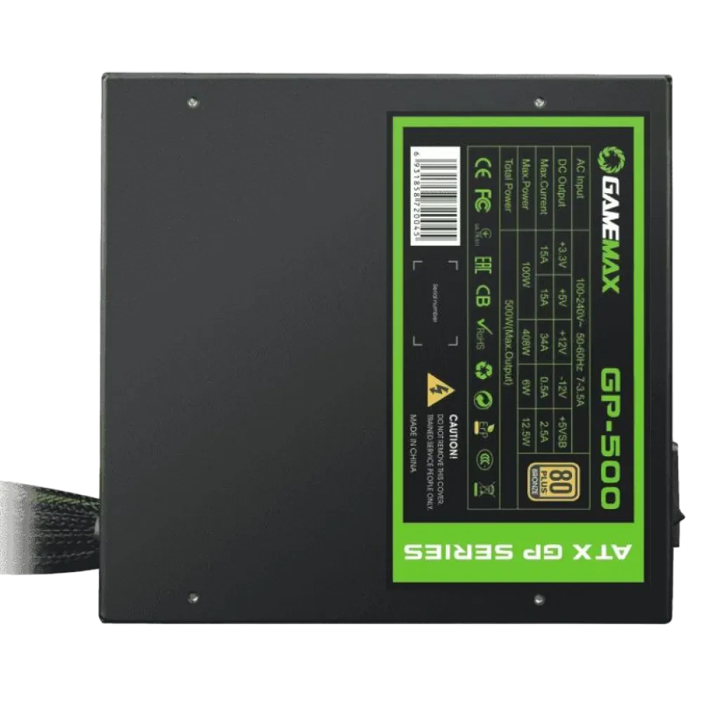 Блок питания для компьютеров Gamemax GP-500, 500Вт, ATX, Немодульный