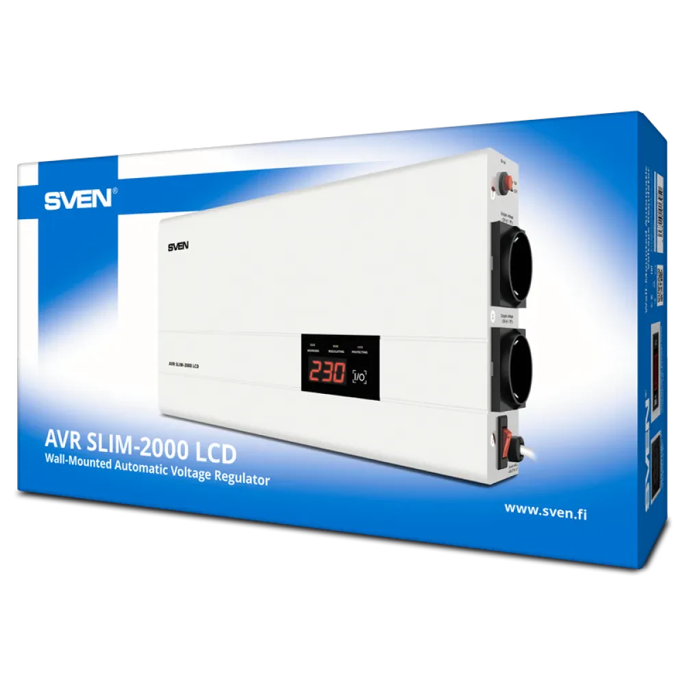 Стабилизатор напряжения SVEN SLIM AVR-2000 LCD, 2000VA
