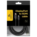 Cablu Video Cablexpert CC-DP-HDMI-1M, DisplayPort (M) - HDMI (M), 1m, Negru