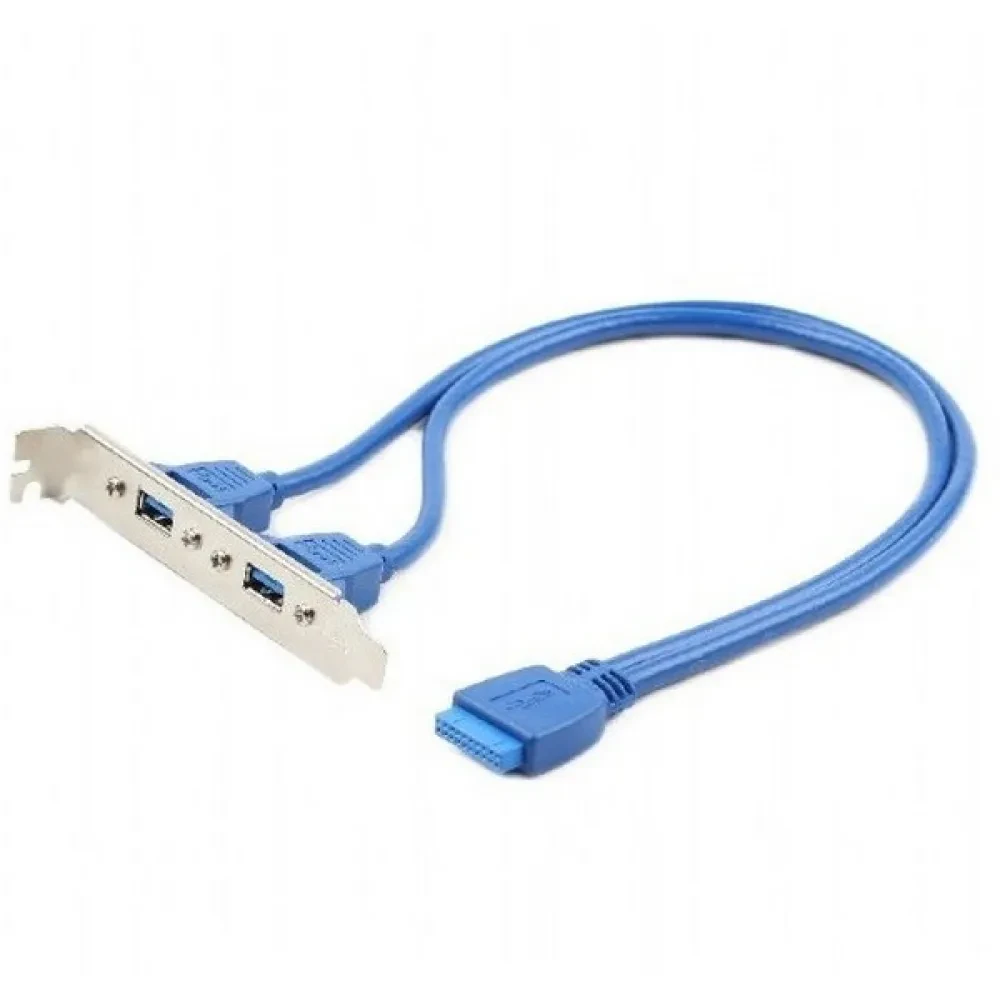 Двойная розетка USB 3.0 на кронштейне Cablexpert CC-USB3-RECEPTACLE, Синий