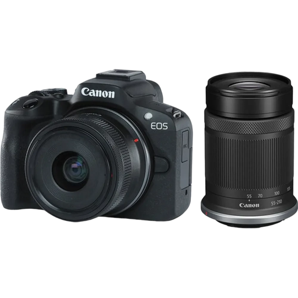 Aparat Foto Mirrorless Canon n EOS R50 Black & RF-S 18-45mm f/4.5-6.3 IS STM & RF-S 55-210mm f/5-7.1 IS STM KIT