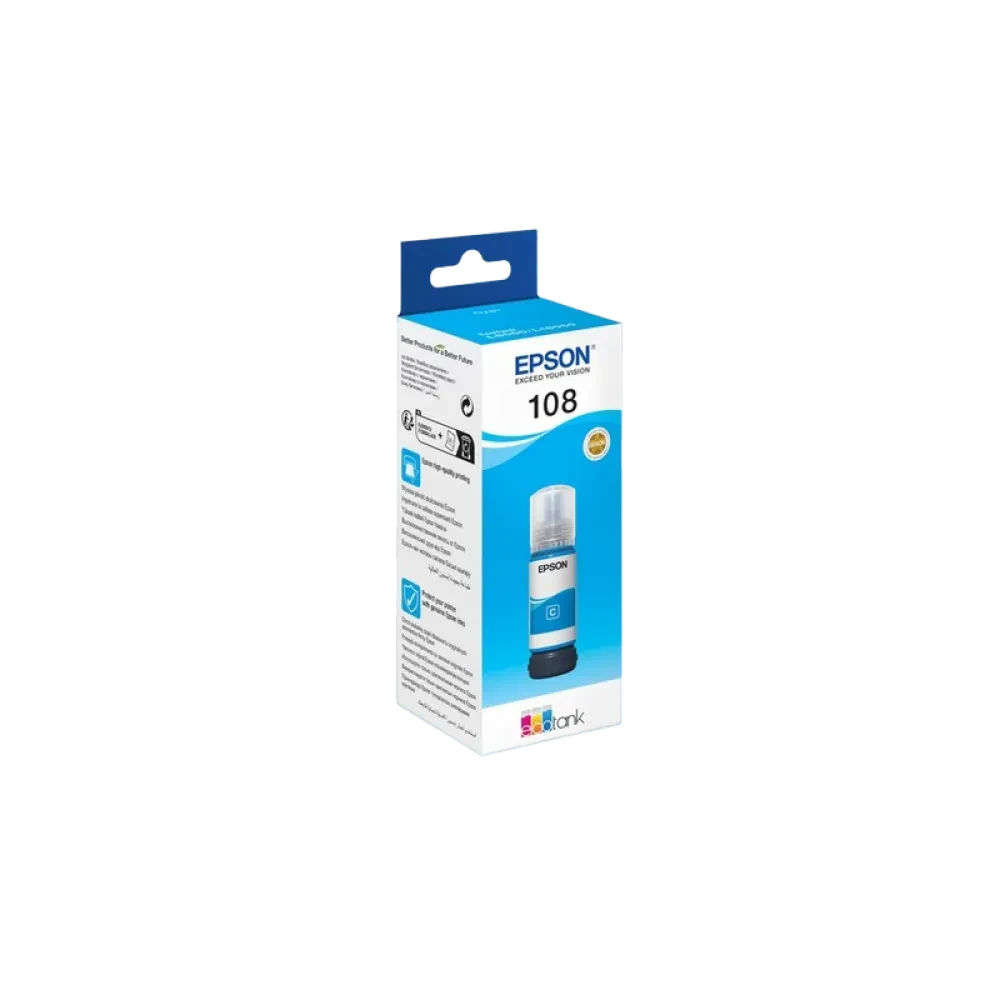 Контейнер с чернилами Epson 108 EcoTank, 70мл, Голубой