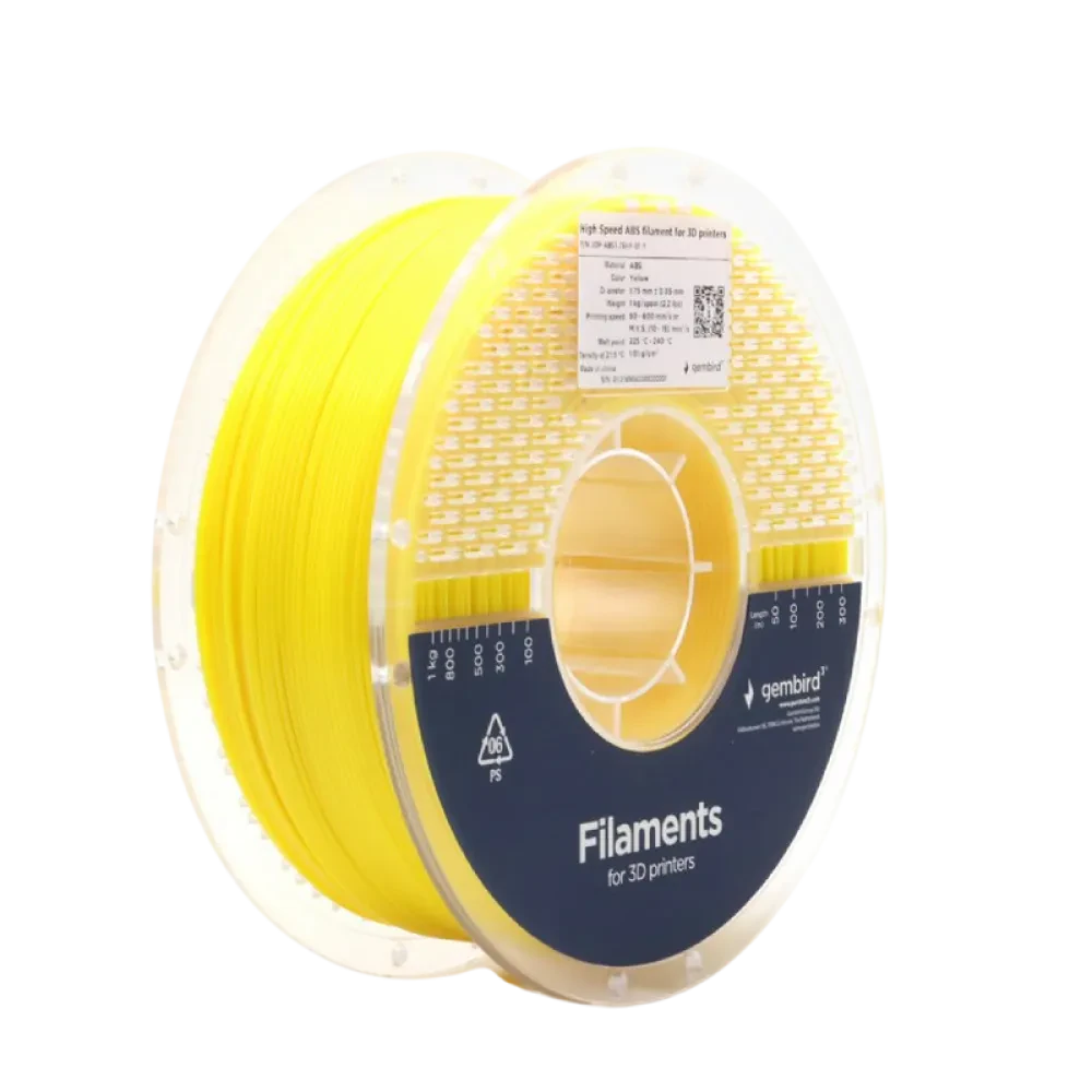 Filament pentru imprimantă 3D Gembird 3DP-ABS1.75HY-01-Y, ABS, Galben, 1.75 mm, 1kg