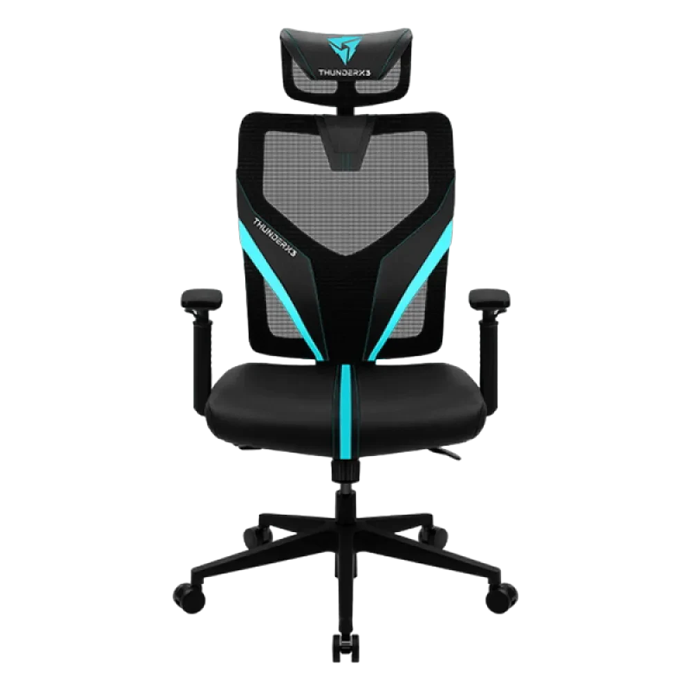 Scaun Gaming ThunderX3 Yama1, PU Piele, Negru/Albastru deschis