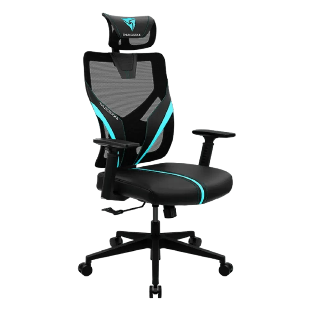 Scaun Gaming ThunderX3 Yama1, PU Piele, Negru/Albastru deschis
