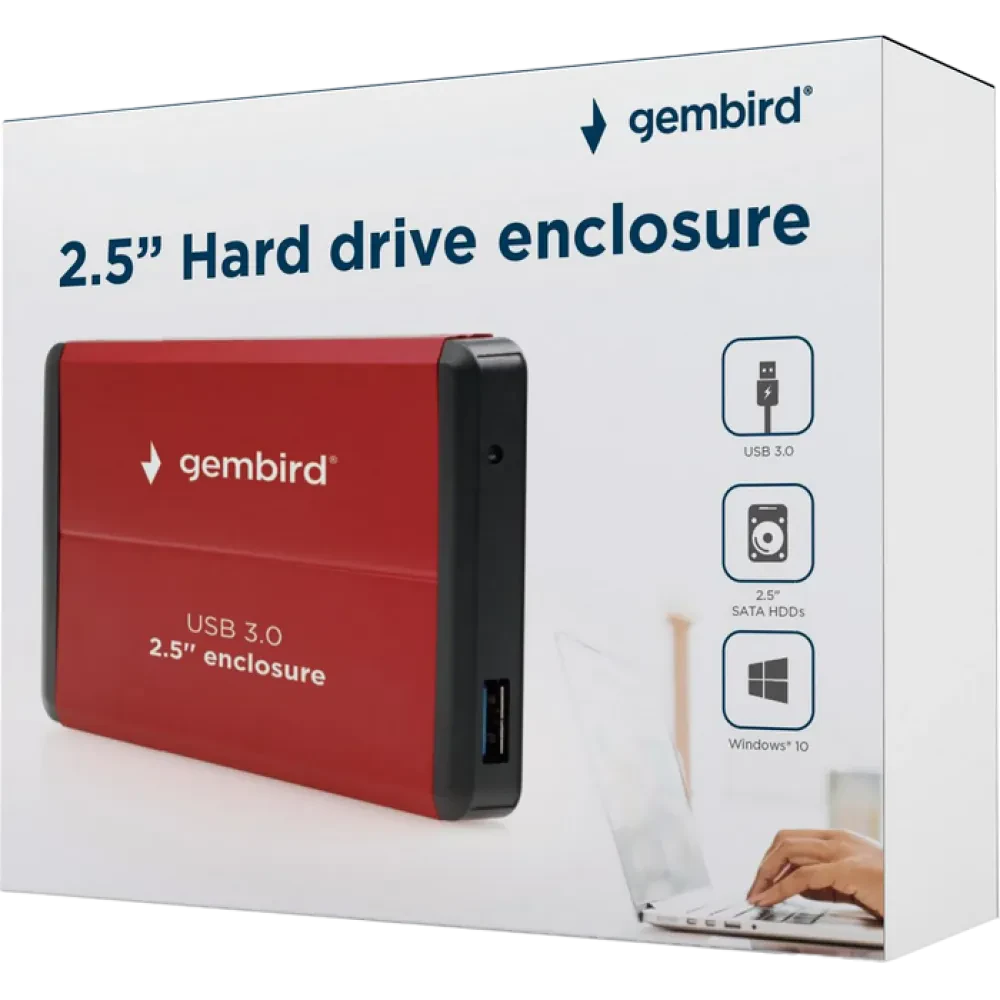 Внешний корпус Gembird EE2-U3S-2-R, Красный (EE2-U3S-2-R)