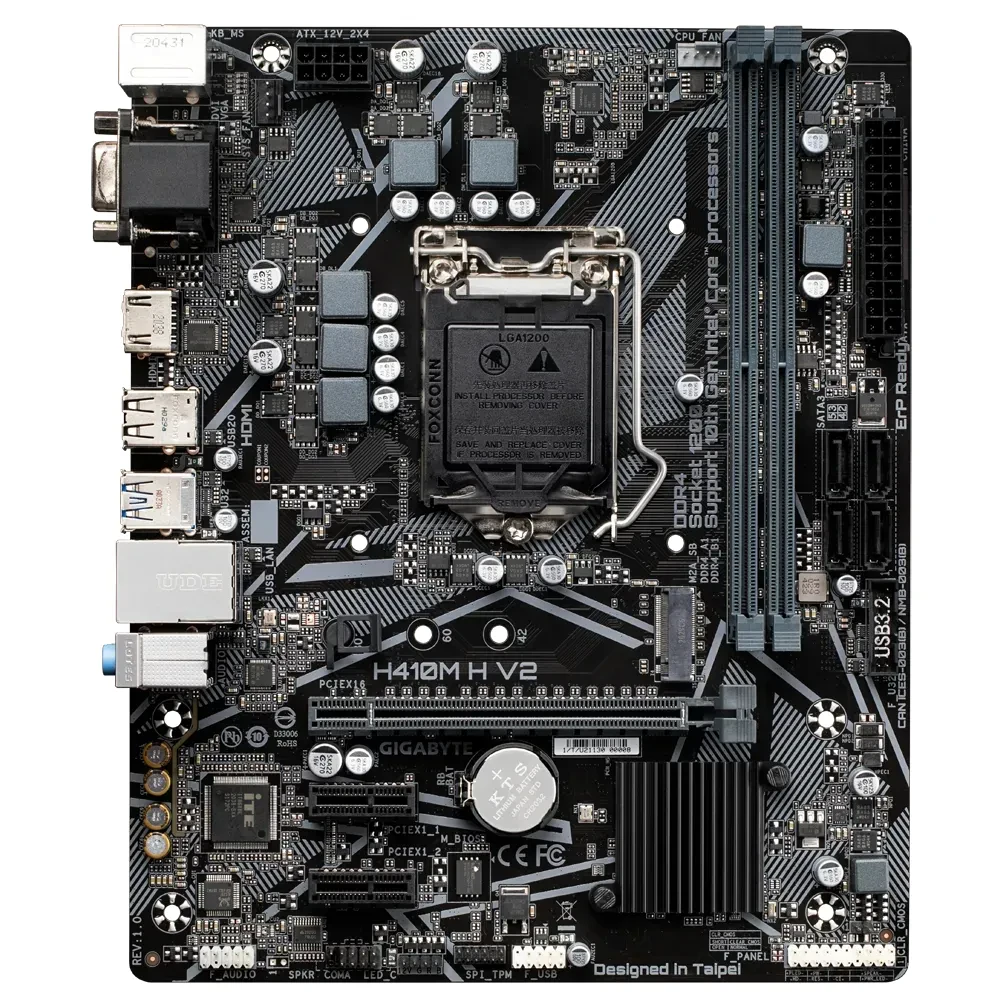 Материнская плата Gigabyte H410M H V2, LGA1200, Intel H470, Micro-ATX