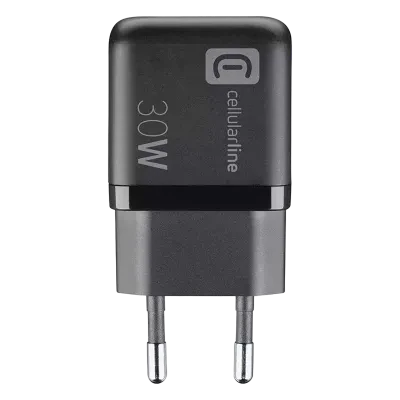 Зарядное устройство Cellularline Wall Charger GAN, 2 Ports, 30W, 30Вт, Чёрный