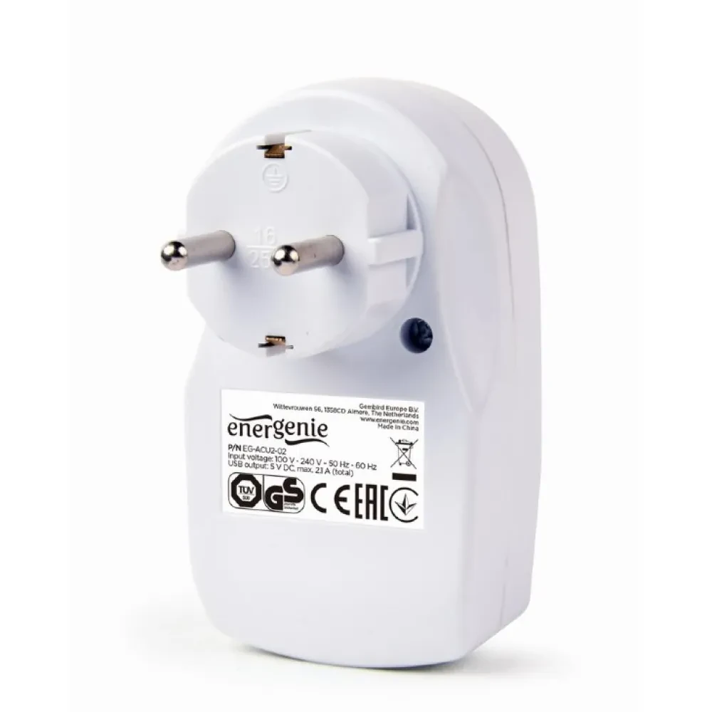 Зарядное устройство Energenie EG-ACU2-02, Белый