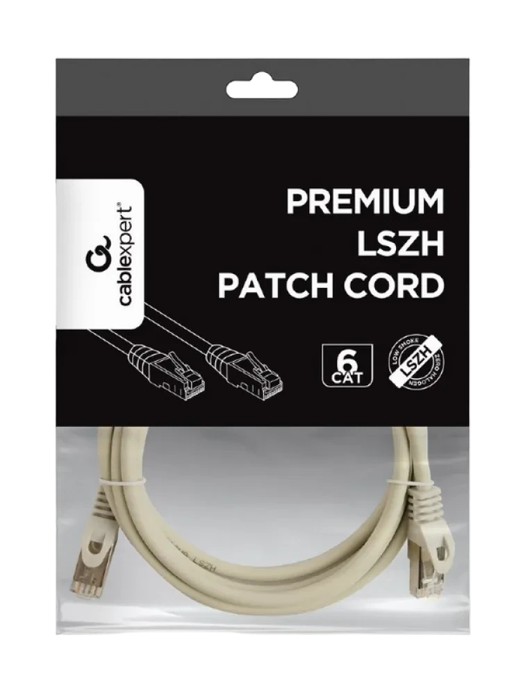 Патч-корд Cablexpert PP6-LSZHCU-2M, Cat6 FTP , 2м, Серый