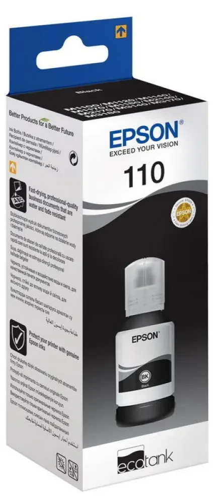 Recipient de cerneală Epson 110 EcoTank, C13T03P14A, Negru