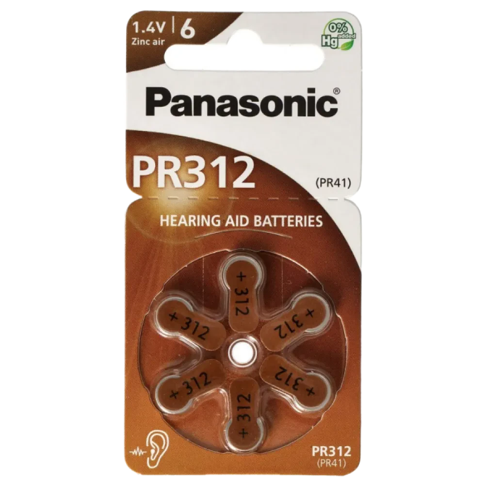 Baterii rotunde Panasonic PR-312, PR312 (PR41), 170mAh, 6buc.