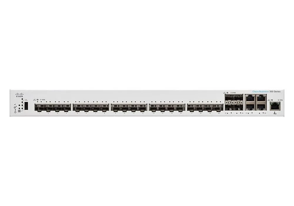 Сетевой коммутатор Cisco CBS350-24XS, 20x 10/100/1000/10000 Мбит/с, 4x SFP+