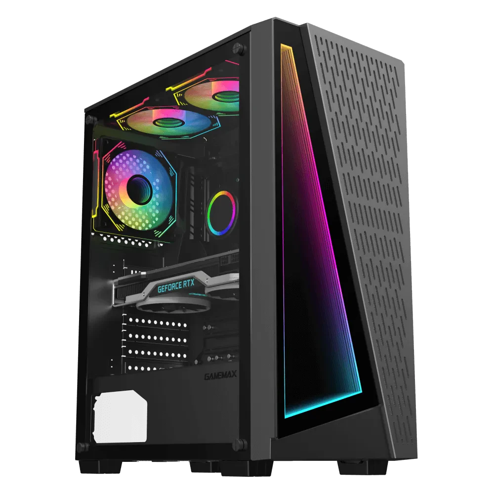 Компьютерный корпус Gamemax Prism, Midi-Tower, Без блока питания, Чёрный