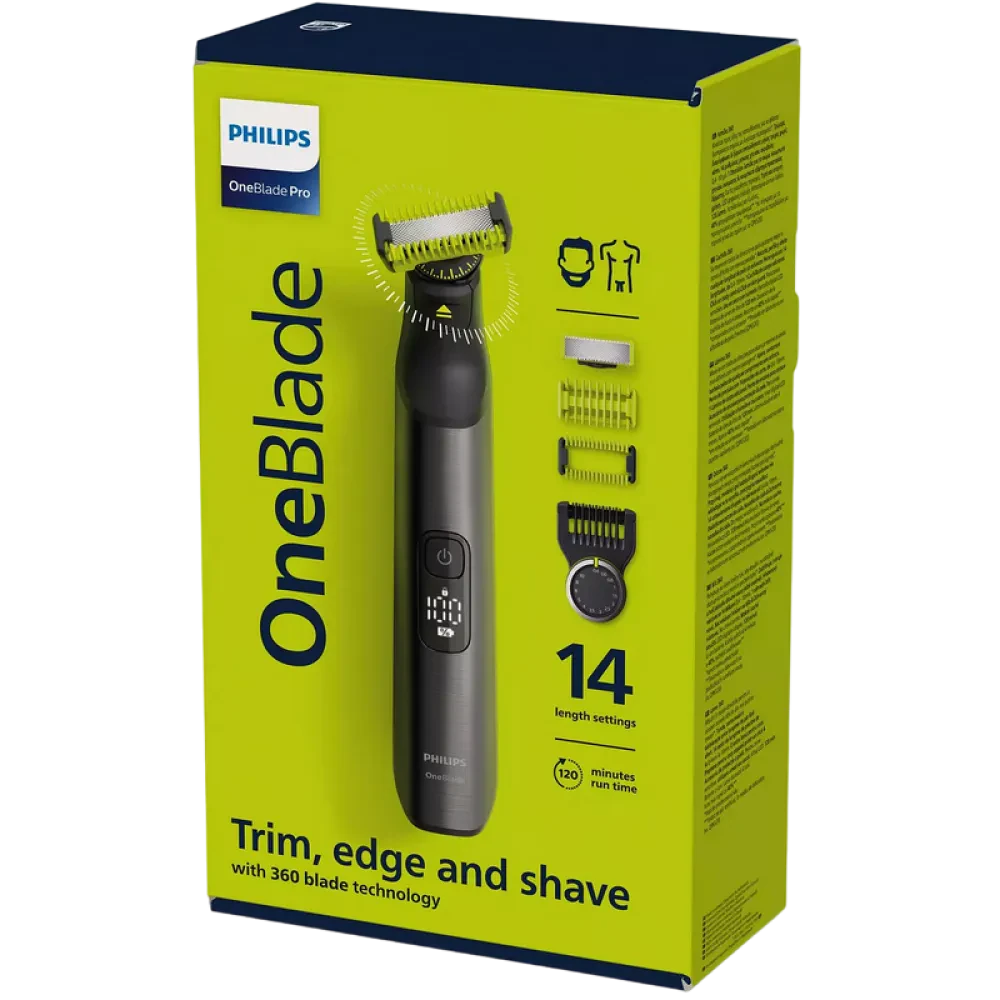 Trimmer pentru bărbați Philips OneBlade Pro 360 QP6551/15, Crom