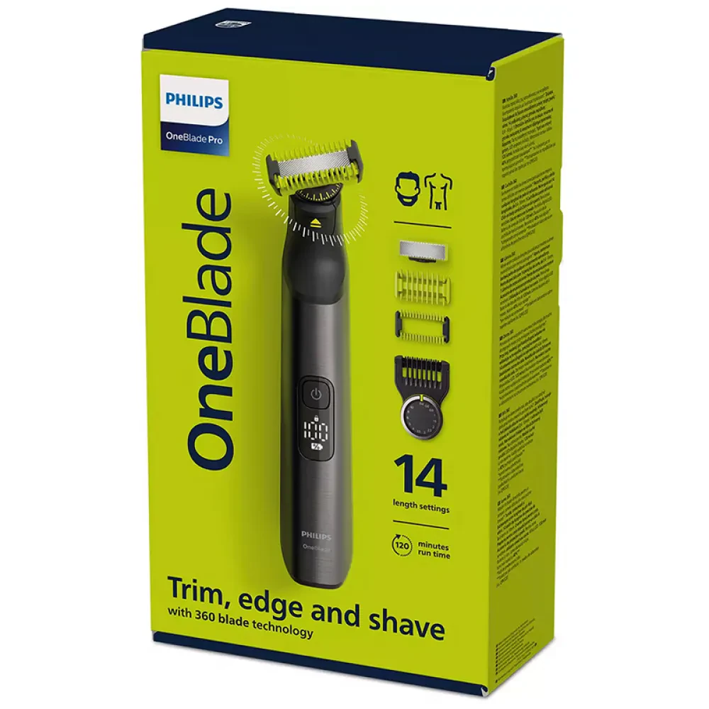 Trimmer pentru bărbați Philips OneBlade Pro 360 QP6551/15, Crom