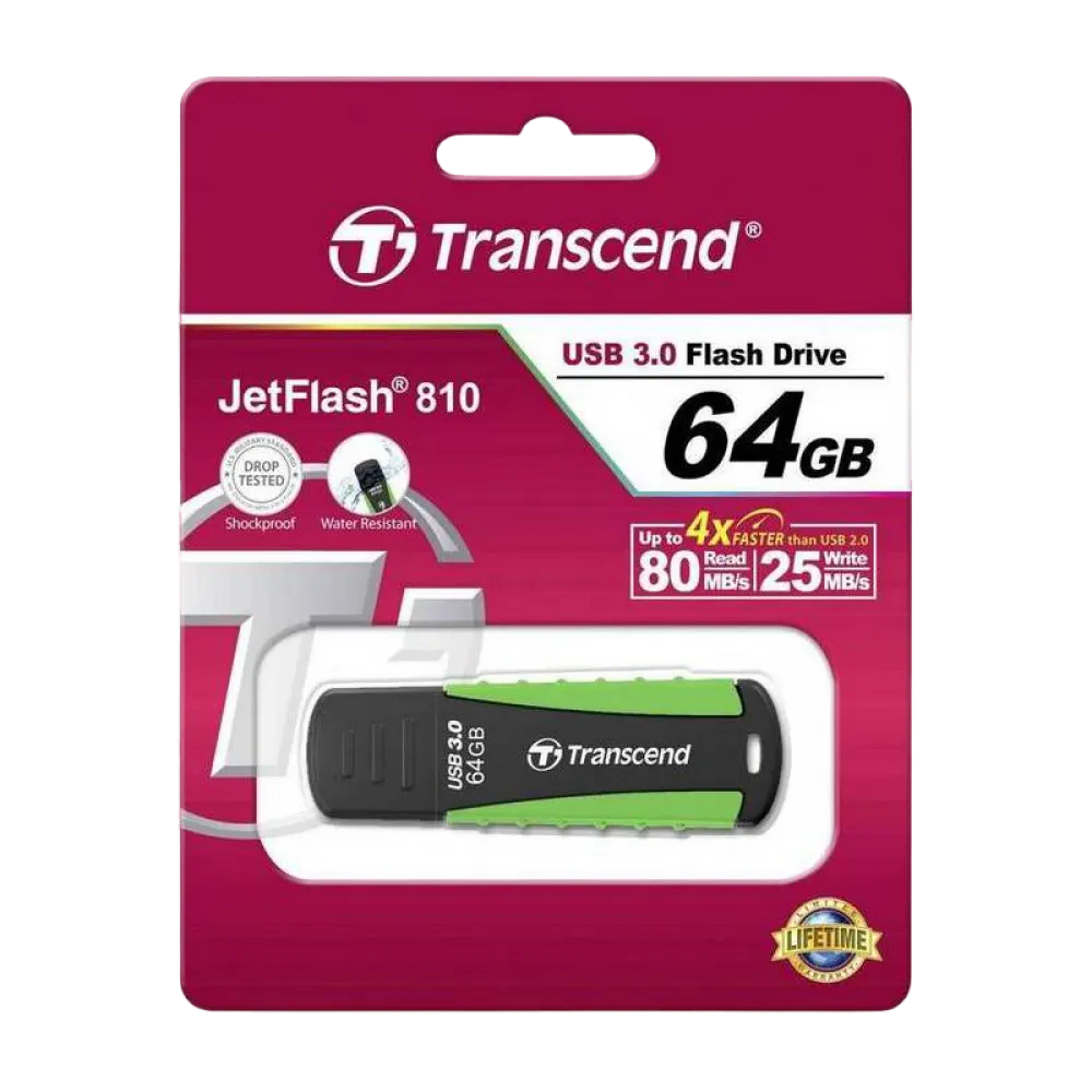 Memorie USB Transcend JetFlash 810, 64GB, Negru/Verde