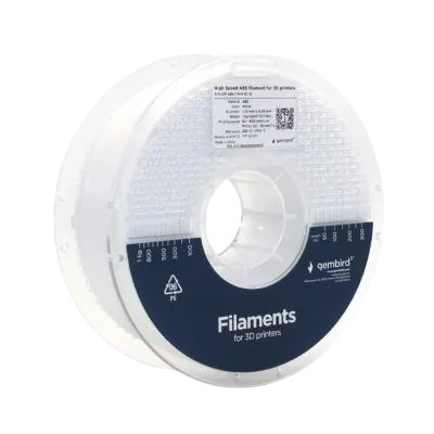 Filament pentru imprimantă 3D Gembird 3DP-ABS1.75HY-01-W, ABS, Alb, 1.75 mm, 1kg