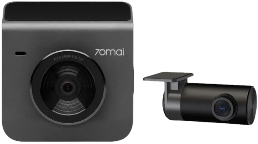Комплект видеорегистраторов передней и задней панели автомобиля 70mai Dash Cam A400, 2560x1440, Серый