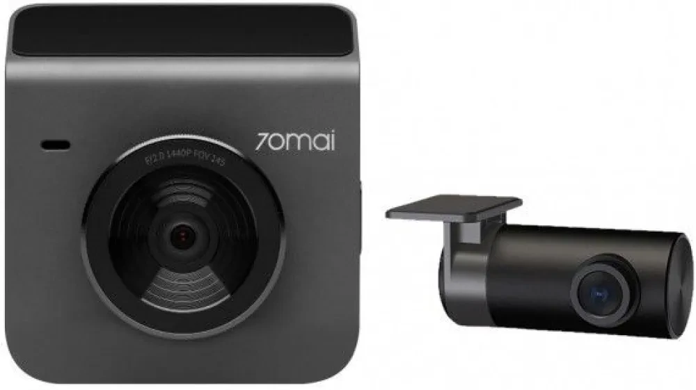 Комплект видеорегистраторов передней и задней панели автомобиля 70mai Dash Cam A400, 2560x1440, Серый