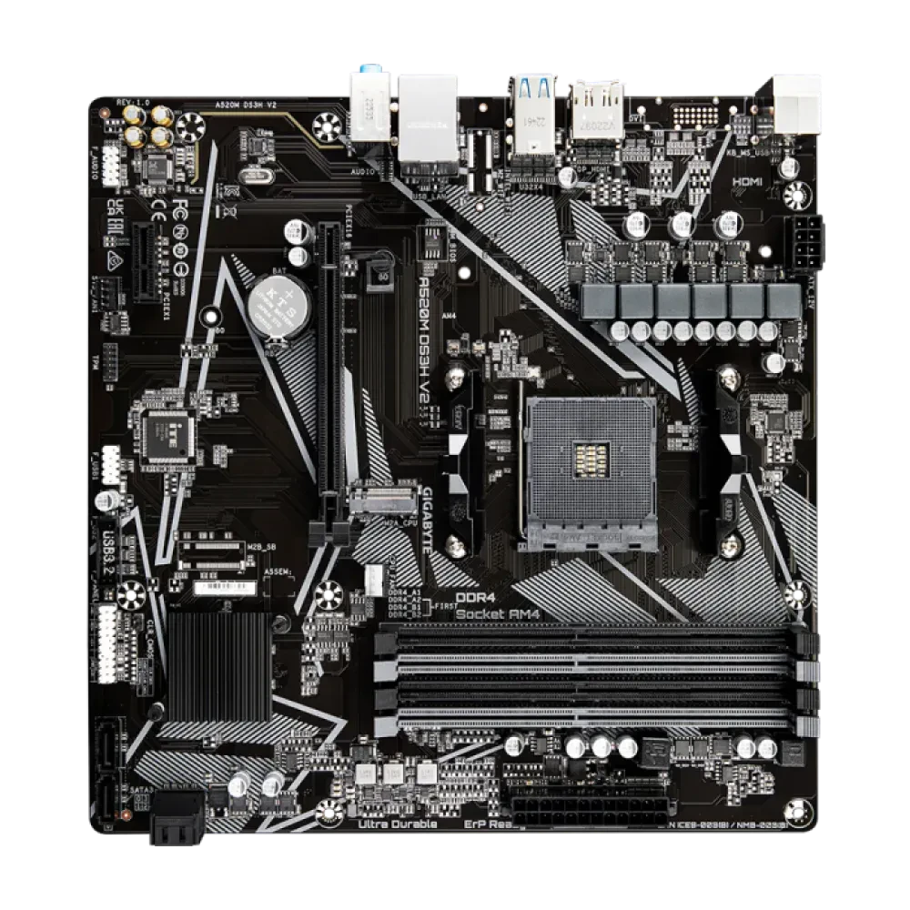 Материнская плата Gigabyte A520M DS3H V2, AM4, AMD A520, Micro-ATX