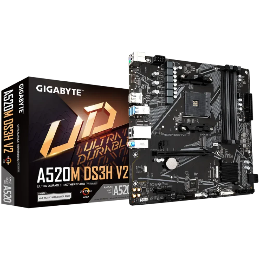 Материнская плата Gigabyte A520M DS3H V2, AM4, AMD A520, Micro-ATX