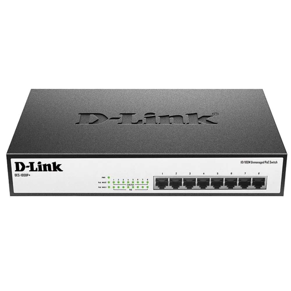 PoE коммутатор D-Link DES-1008P+, 8x IEEE 802.3af/at