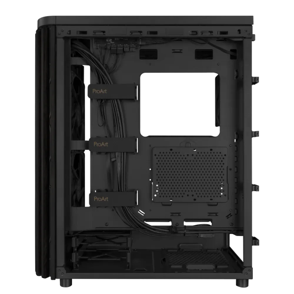 Carcasă PC ASUS ProArt PA401 Wood TG, Midi-Tower, Fără PSU, Negru