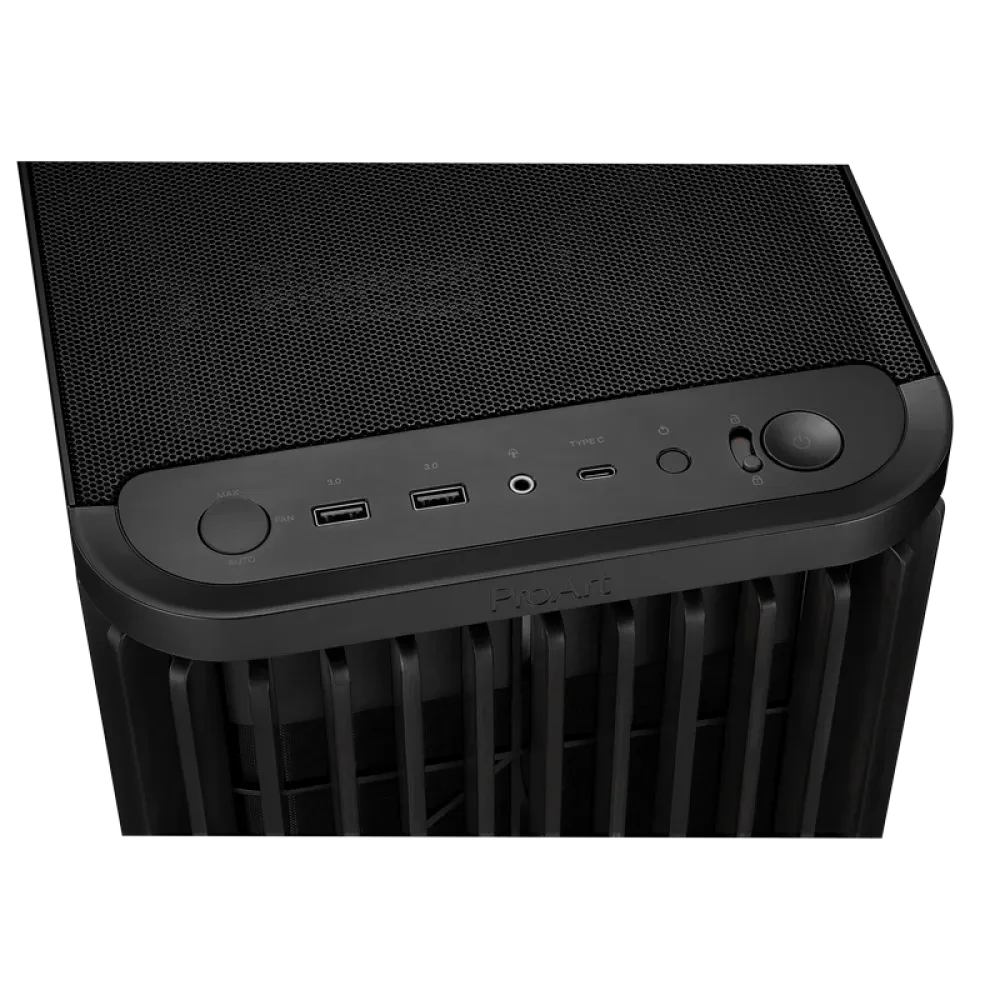 Carcasă PC ASUS ProArt PA401 Wood TG, Midi-Tower, Fără PSU, Negru