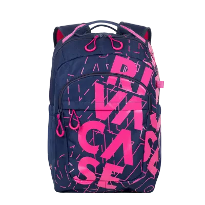 Rucsac zilnic RivaCase Heide, 15.6", Poliester, Albastru închis/Roz