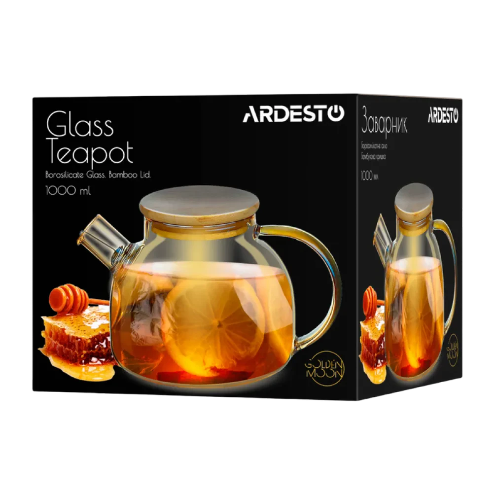 Ceainic cu infuzor Ardesto AR3010GBG, 1L, Transparent | Auriu