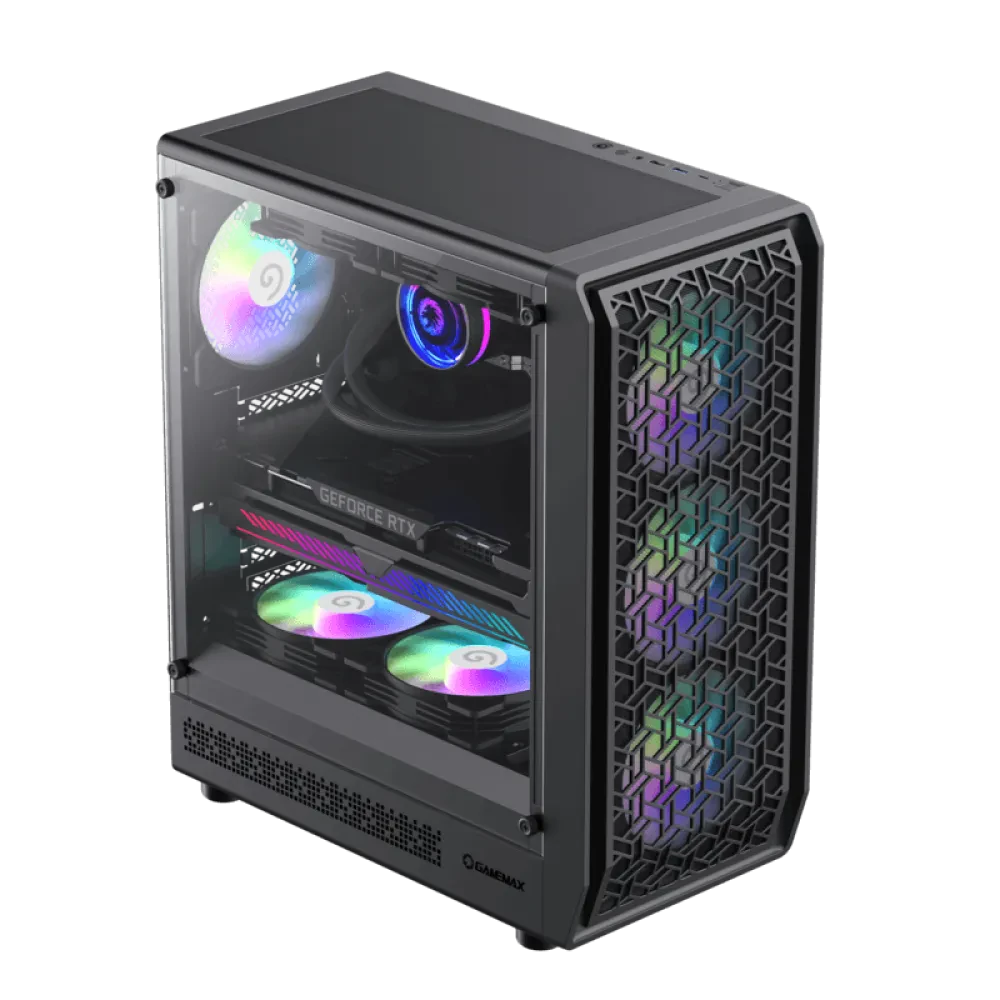 Компьютерный корпус Gamemax Forge AB, Midi-Tower, Без блока питания, Чёрный