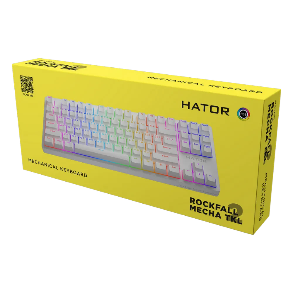 Клавиатура HATOR Rockfall 2 Mecha TKL, Проводное, Белый