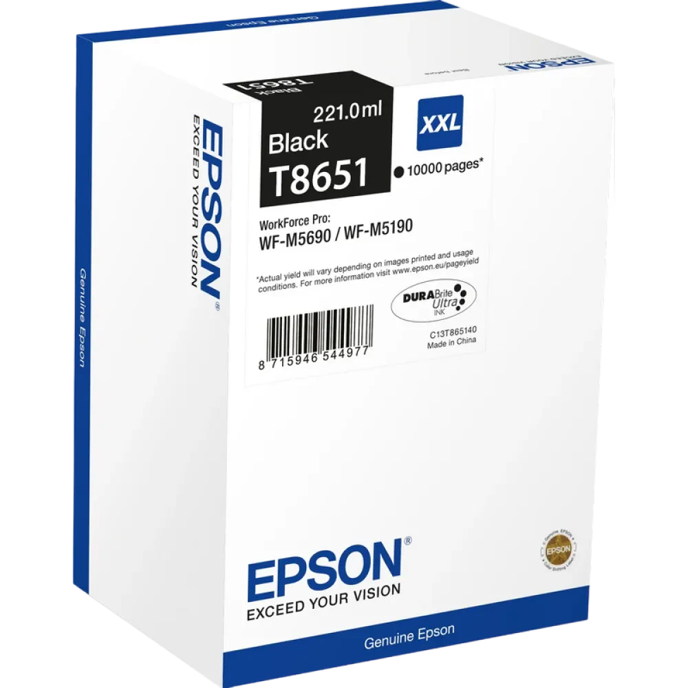 Cartuș de cerneală Epson T8651 DURABrite Ultra, 221ml, Negru