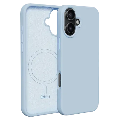 Чехол Etteri Silicone Mag case для iPhone 16 Plus, Голубой