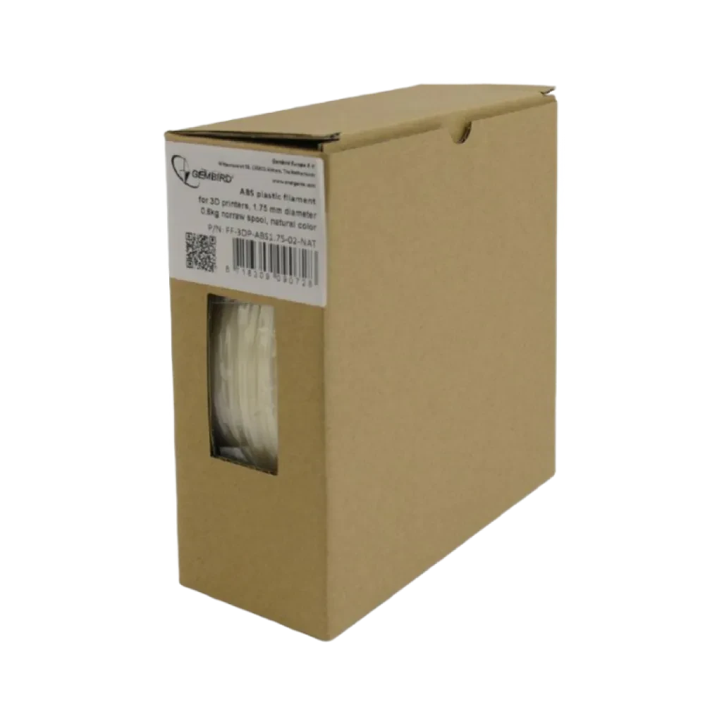 Filament pentru imprimantă 3D Gembird FF-3DP-ABS1.75-02-NAT, ABS, Alb , 1.75 mm, 0,6kg