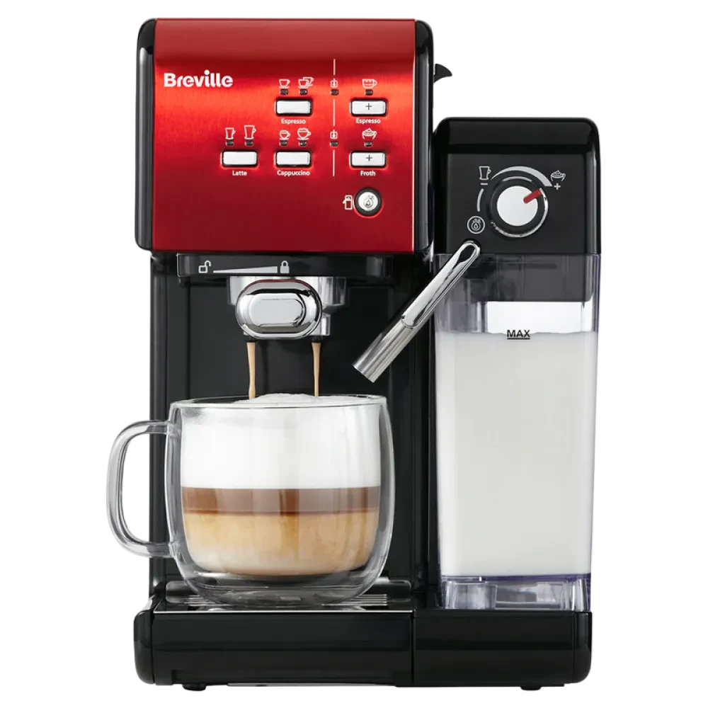 Cafetiera manuala Breville Prima Latte II VCF109X-01, 1050W, Roșu