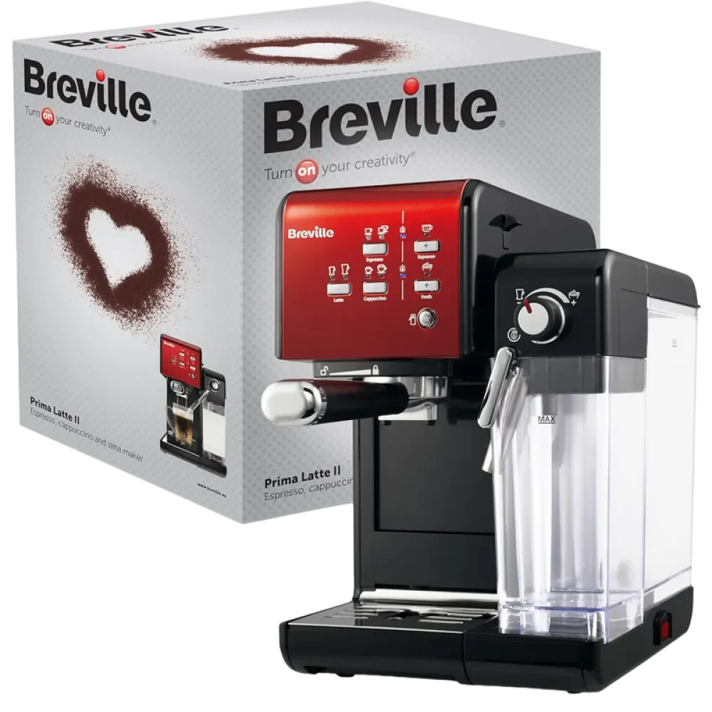 Cafetiera manuala Breville Prima Latte II VCF109X-01, 1050W, Roșu