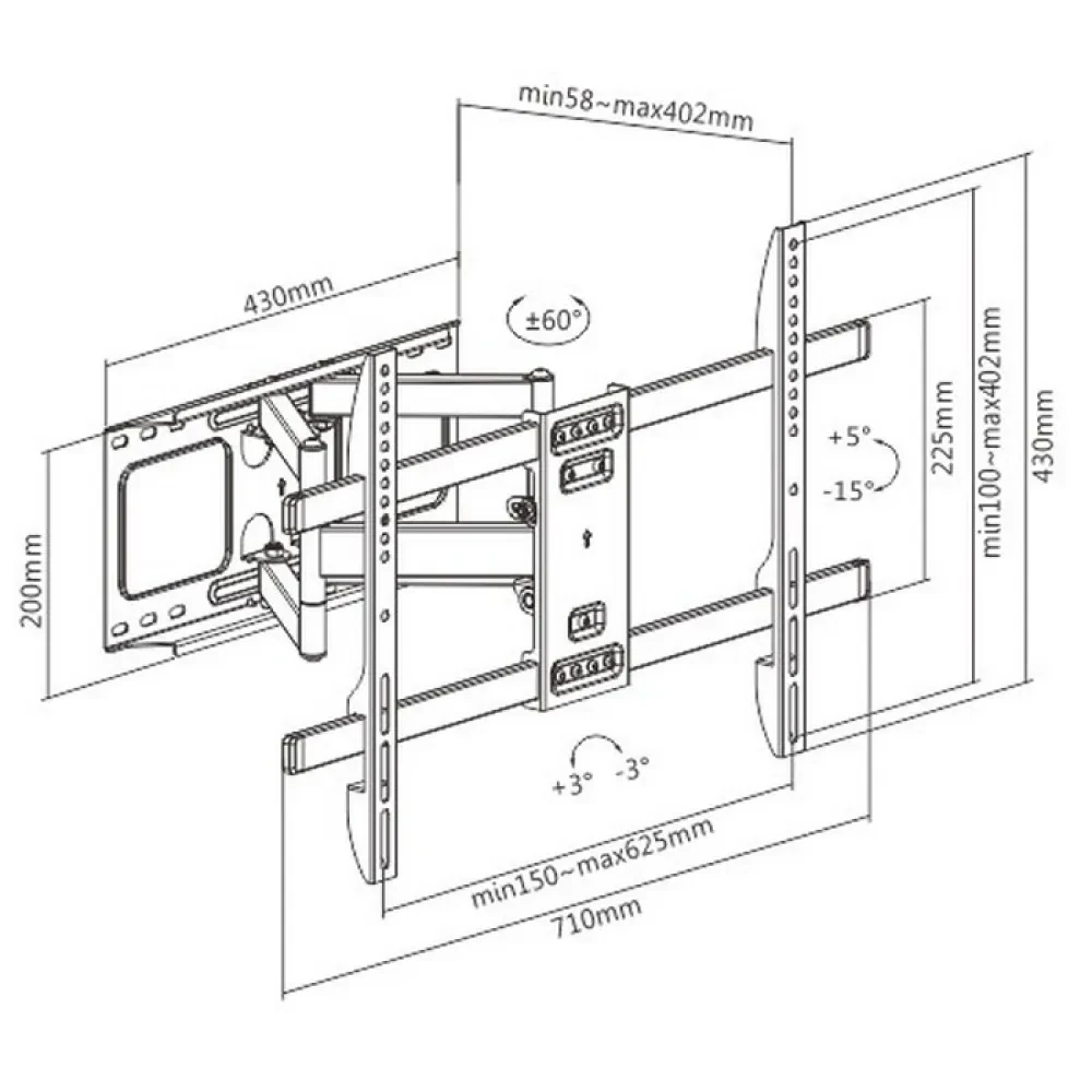 Suport TV de perete Gembird WM-80ST-02, Negru