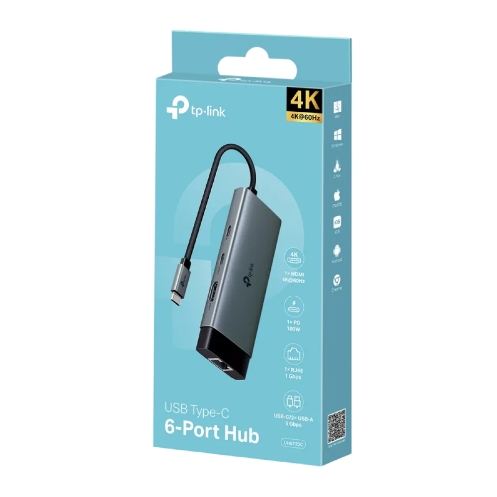 Adaptor Hub TP-LINK UH6120C, Argintiu