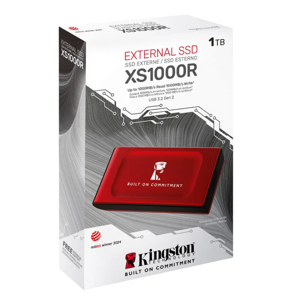 SSD portabil extern Kingston XS1000 BoC, 1 TB, Roșu (SXS1000R/1000GA)