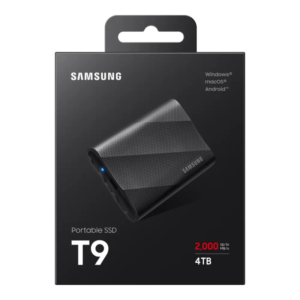 Внешний портативный SSD накопитель Samsung T9, 4 ТБ, Чёрный (MU-PG4T0B/WW)