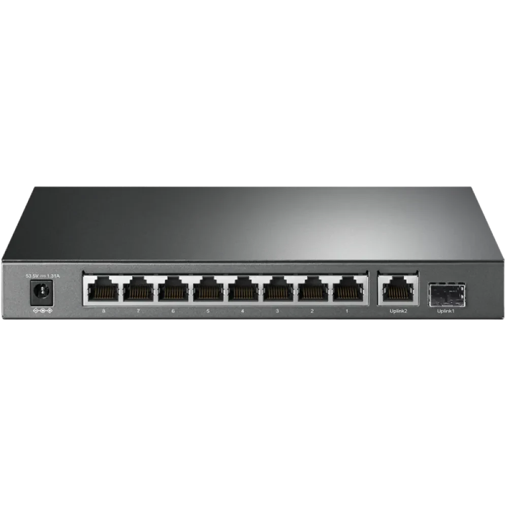 10-port 10/100/1000Mbps POE+ Switch TP-LINK "TL-SG1210P", 8 PoE+ ports, 63W Budget, SFP, Steel Case
