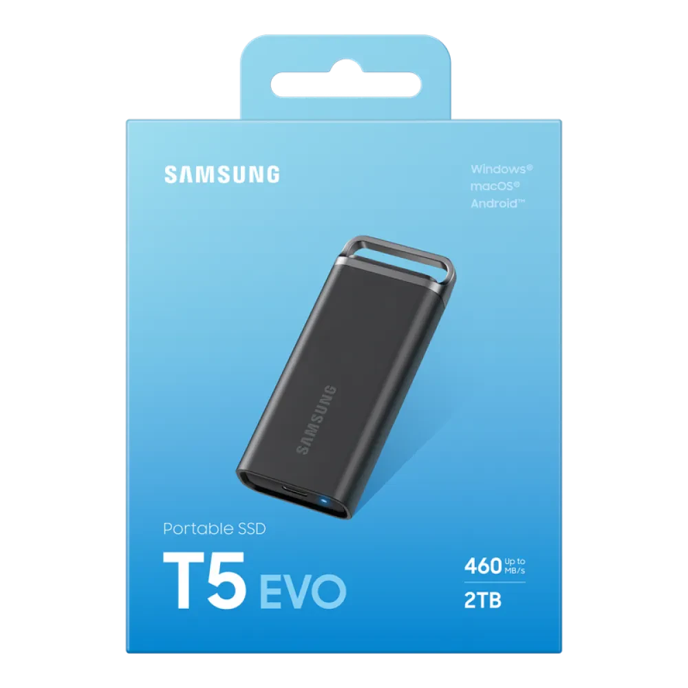 SSD portabil extern Samsung T5 EVO, 2 TB, Negru (MU-PH2T0S/EU)