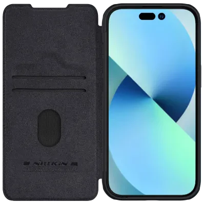 Husă tip carte Nillkin iPhone 15 Plus - Qin Pro, Negru