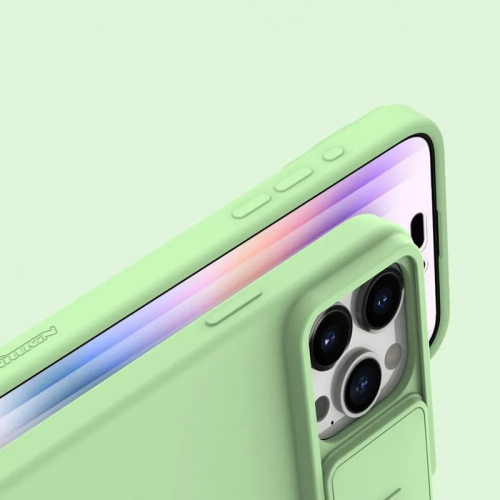 Чехол Nillkin iPhone 15 Pro Max, CamShield Silky Silicone, Mint Green